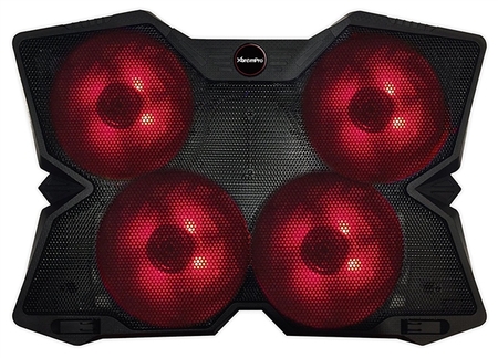 11148 Laptop Cooler 4 Speed Controlled Fans Ultra Slim Stand W/ 2 USB Ports LED Red Lights