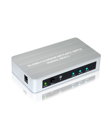 61073 3X1 HDMI2.0 ALUMINIUM AND PLASTIC SWITCH 4K@60HZ, HDCP2.2 (UL)-Black