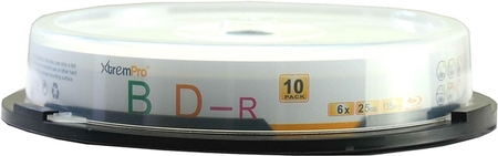 11049 Blank CD BD-R 6 X 25GB 135 Minutes Blu-Ray 10 Pack Storage Media in Spindle