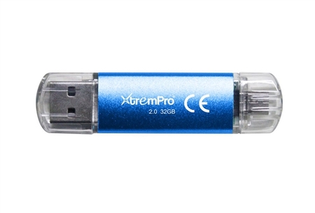 U2OTG32G 32 GB OTG Flash Drive Mirco B & USB-A Dual Plug Black and Blue