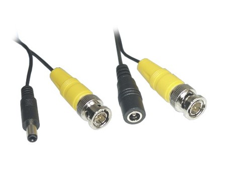 SCC Security Camera Cable + Power, BNC Male + DC Male to Female, Black