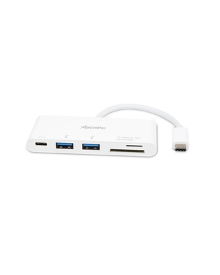 61068 3.1 USB Type-C To 2 USB 3.0 + Micro SD + SD / MMC +Type-C Charging Adapter Cable White