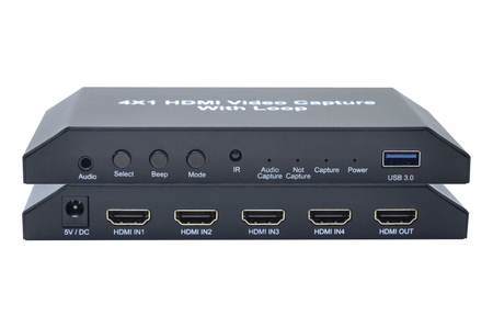 HDMI 4X1 QUAD MULTI-VIEWER SEAMLESS SWITCHER WITH USB3.0 VIDEO CAPTURE