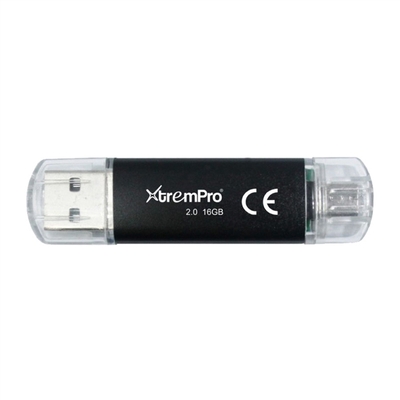 U2OTG16G 16 GB OTG Flash Drive Mirco B & USB-A Dual Plug Black and Blue