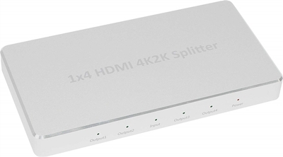 62104KA 1x4 HDMI Splitter, Ultra Slim 0.5in, 0.55oz w/ anti-skid, in Aluminium 4K2K Splitter