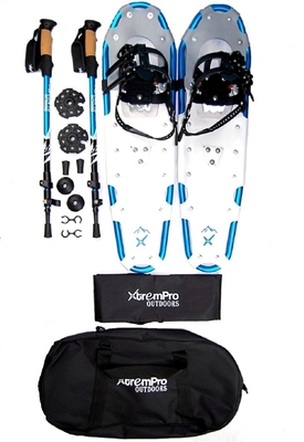 Snow shoes 36 inch backpack trail light aluminum 7075 and hiking Trekking pole set blue metal