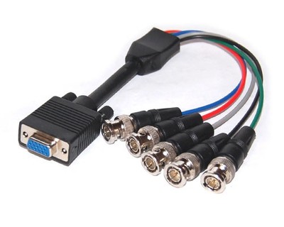 HD15F/5BNCM-1K 1' HD15 to BNCx5 Male to Female Cable, Black