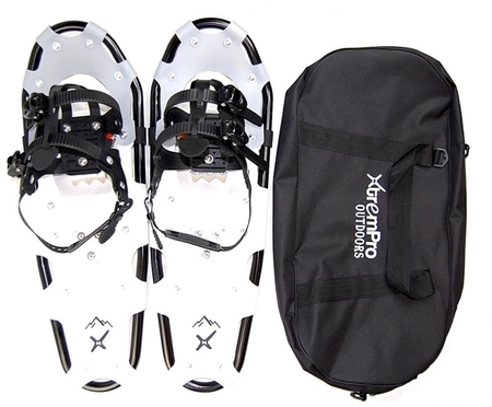 Snowshoes 25" Inch Backpacking Trail Lightweight Aluminum 7075 Alloy 14 Point Crampons Black/White