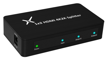 11004 HDMI Slim 1 Input 2 Output Aluminum Splitter with AC Adapter