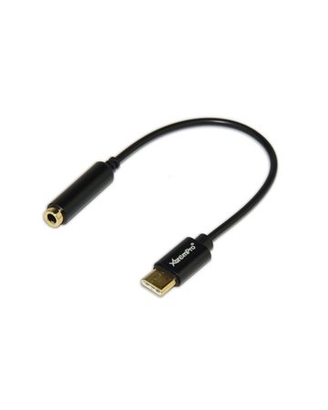 11170 Type C Male to 3.5mm Female Earphone Converter, 7 in DAC Headphone Cord Black