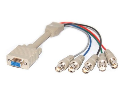 HD15F/5BNCF-1 1' HD15 to BNCx5 Female to Female Cable