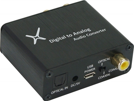 65002 Digital to Analog Audio Converter w/ USB Power Cable and AC Adaptor - Black