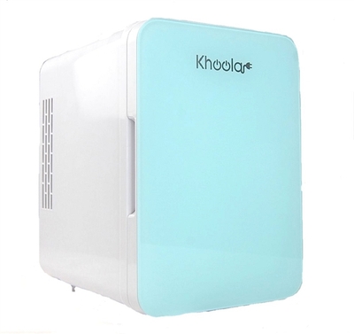 Portable 4 Liter Cooler and Warmer Compact Mini Refrigerator W/ Eraser Door Board Blue For Home