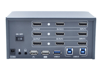 2-Port 8K Triple Monitor DP1.4 KVM Switch