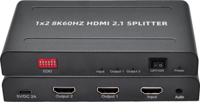 HDMI 2.1 1X2 SPLITTER with EDID , 8K60HZ